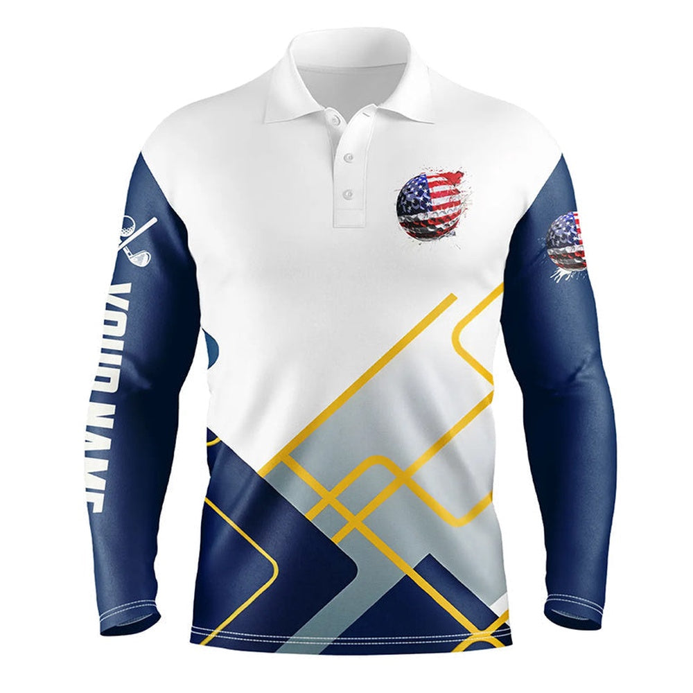 Golf Polo shirts, Red, White And Blue Mens Golf Polo Shirts Custom American Flag Mens Golf Tops