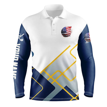 Golf Polo shirts, Red, White And Blue Mens Golf Polo Shirts Custom American Flag Mens Golf Tops