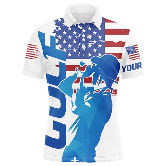 Golf Polo shirts, Red, White And Blue Mens Golf Polo Shirts Custom American Flag Patriotic Golf Attire For Mens