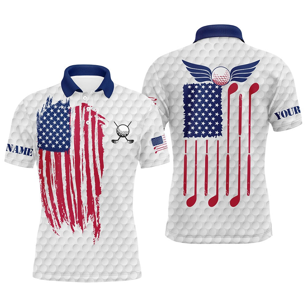 Golf Polo shirts, Red, White And Blue Mens Golf Polo Shirts Custom Golf Clubs American Flag Patriotic Mens Golf Tops