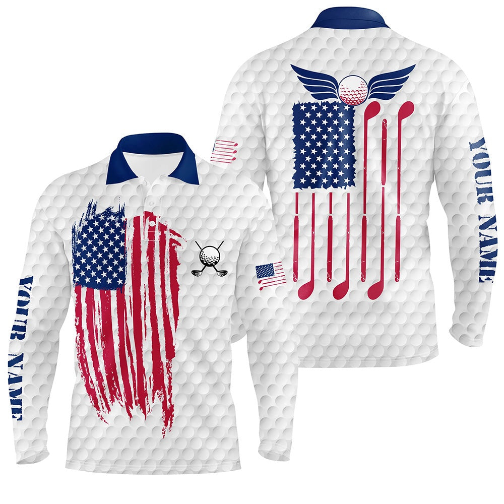 Golf Polo shirts, Red, White And Blue Mens Golf Polo Shirts Custom Golf Clubs American Flag Patriotic Mens Golf Tops