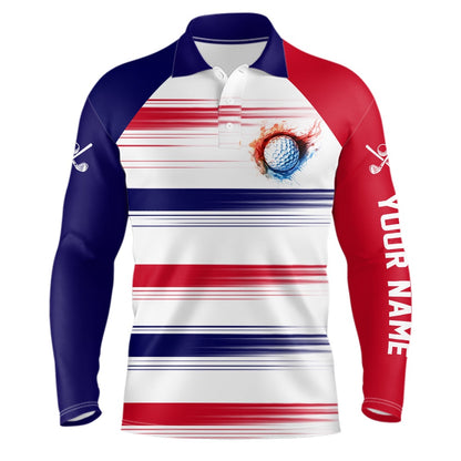 Golf Polo shirts, Red, White And Blue Mens Golf Polo Shirts Custom Patriotic Golf Ball Team Mens Golf Tops