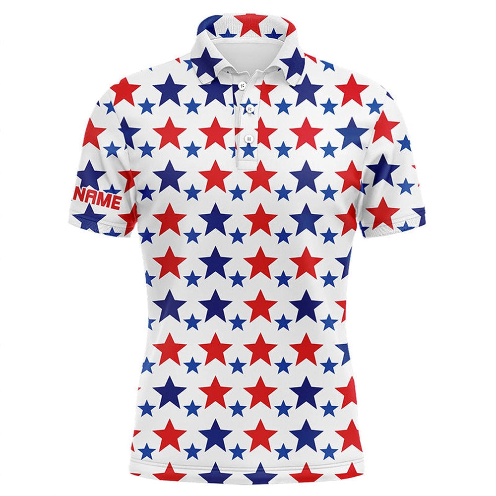 White And Red Polka Dot Men's Golf Shirts