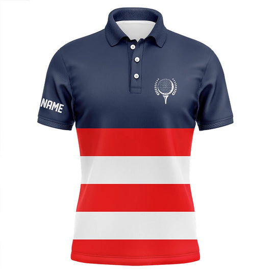 Golf Polo shirts, Red, White And Blue Stripe Custom Mens Golf Polos Shirts, Patriot Men'S Golf Attire
