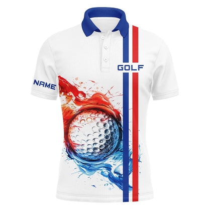 Golf Polo shirts, Red, White And Blue Stripe Mens Golf Polo Shirts Custom Golf Ball Mens Golf Tops, Team Golf Shirts