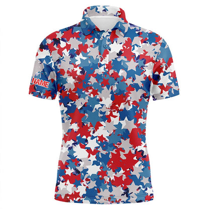 Golf Polo shirts, Red, White And Blue Th Of July Star Mens Golf Polo Shirts Custom Patriotic Team Golf Shirts For Men