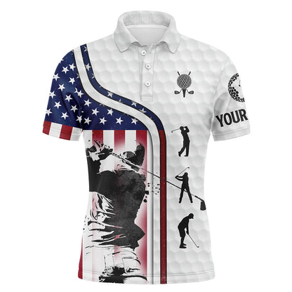 Golf Polo shirts, Red White Blue American Flag Patriotic Th Of July Golf Shirts Upf Polo Custom Name Golf Gifts For Men