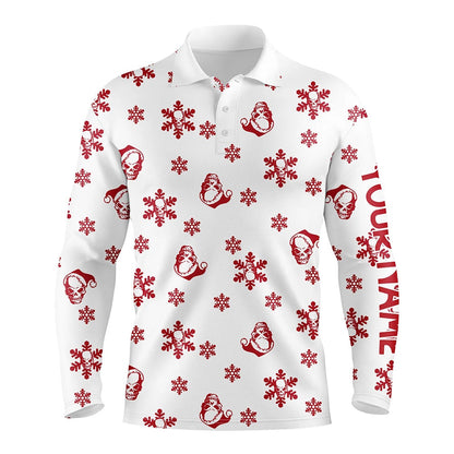 Golf Polo shirts, Red White Mens Golf Polo Shirt Custom Skull Snow Christmas Pattern Golf Shirt For Men