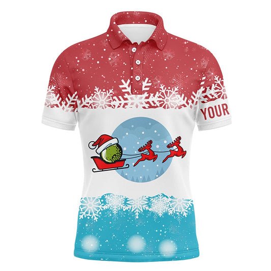 Golf Polo shirts, Reindeers Christmas Red Blue Mens Golf Polo Shirt Christmas Golf Shirts For Men Golf Gifts