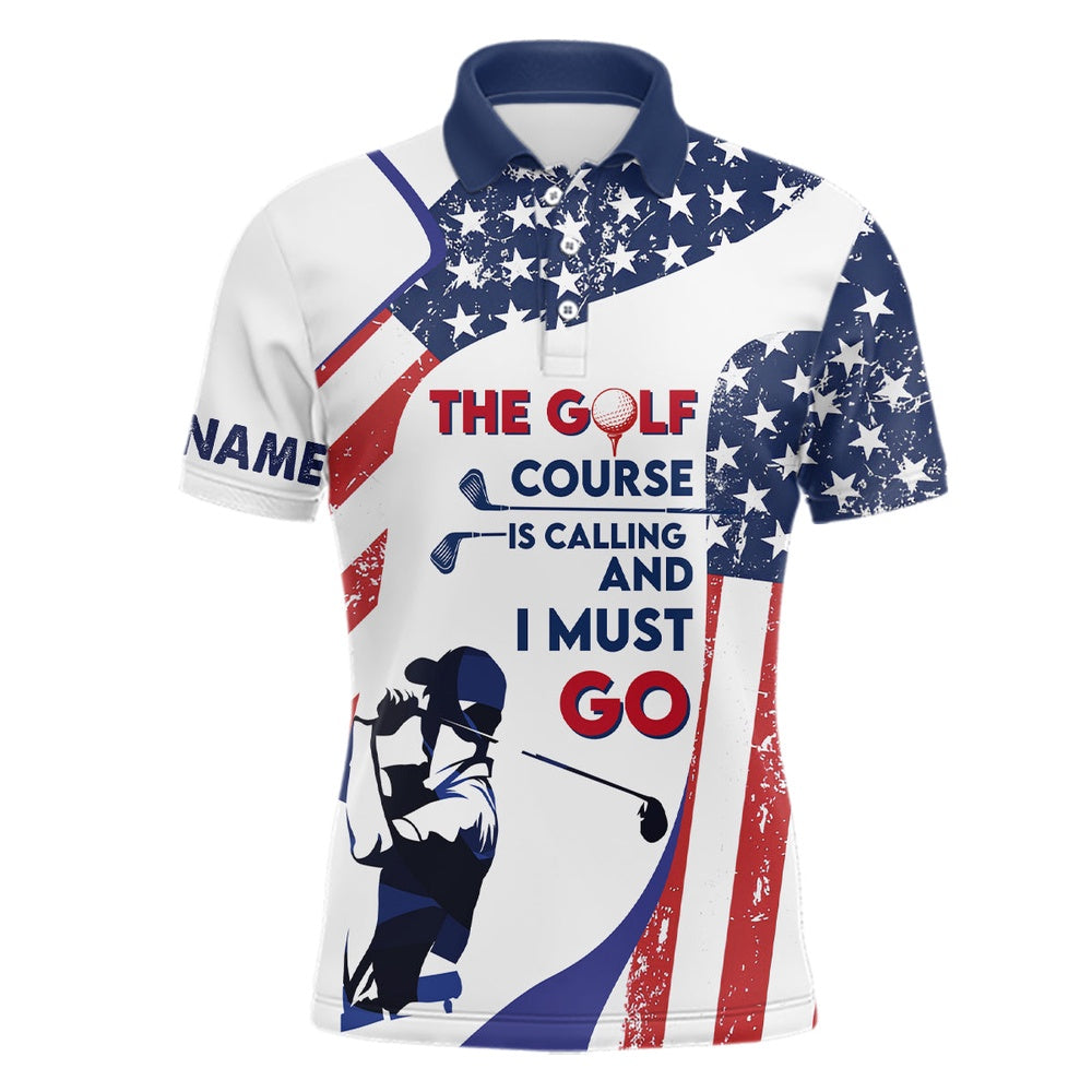 Golf Polo shirts, Retro American Flag Mens Golf Polo Shirt Custom Patriotic Golf Shirts For Men Best Golf Gifts