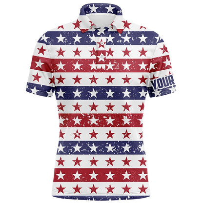 Golf Polo shirts, Retro American Flag Seamless Mens Golf Polos Patriotic Usa Golf Tops For Men Golf Gifts