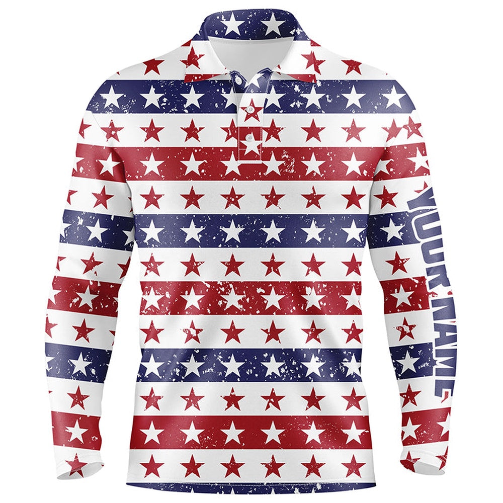 Golf Polo shirts, Retro American Flag Seamless Mens Golf Polos Patriotic Usa Golf Tops For Men Golf Gifts