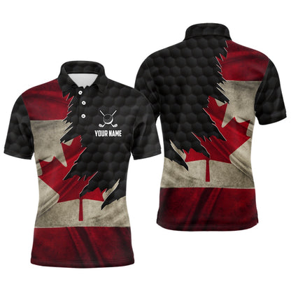 Golf Polo shirts, Retro Canada Flag Mens Golf Polo Shirts Custom Canadian Patriotic Golf Shirts For Men Golf Gifts