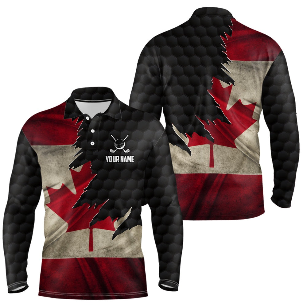 Golf Polo shirts, Retro Canada Flag Mens Golf Polo Shirts Custom Canadian Patriotic Golf Shirts For Men Golf Gifts