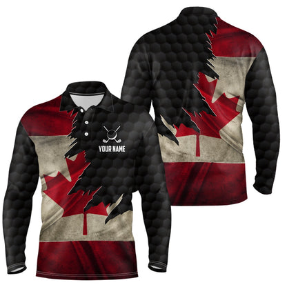 Golf Polo shirts, Retro Canada Flag Mens Golf Polo Shirts Custom Canadian Patriotic Golf Shirts For Men Golf Gifts