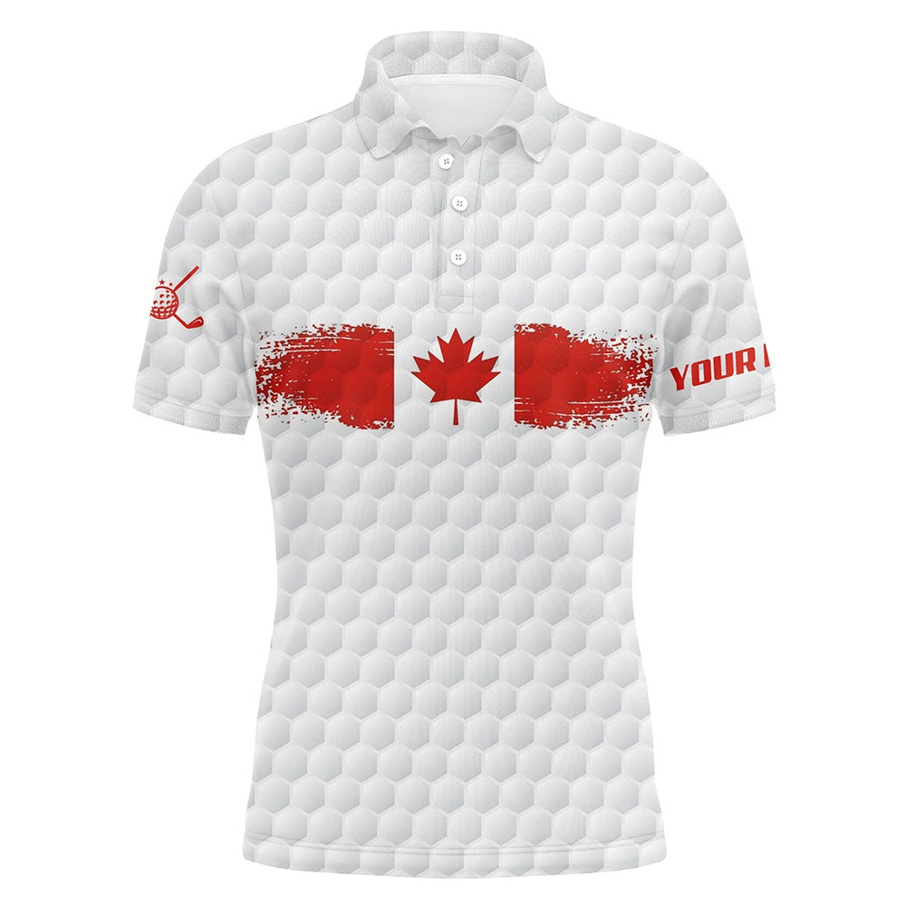 Golf Polo shirts, Retro Canadian Flag Mens Golf Polo Shirts Custom White Golf Pattern Patriotic Golf Shirts For Men