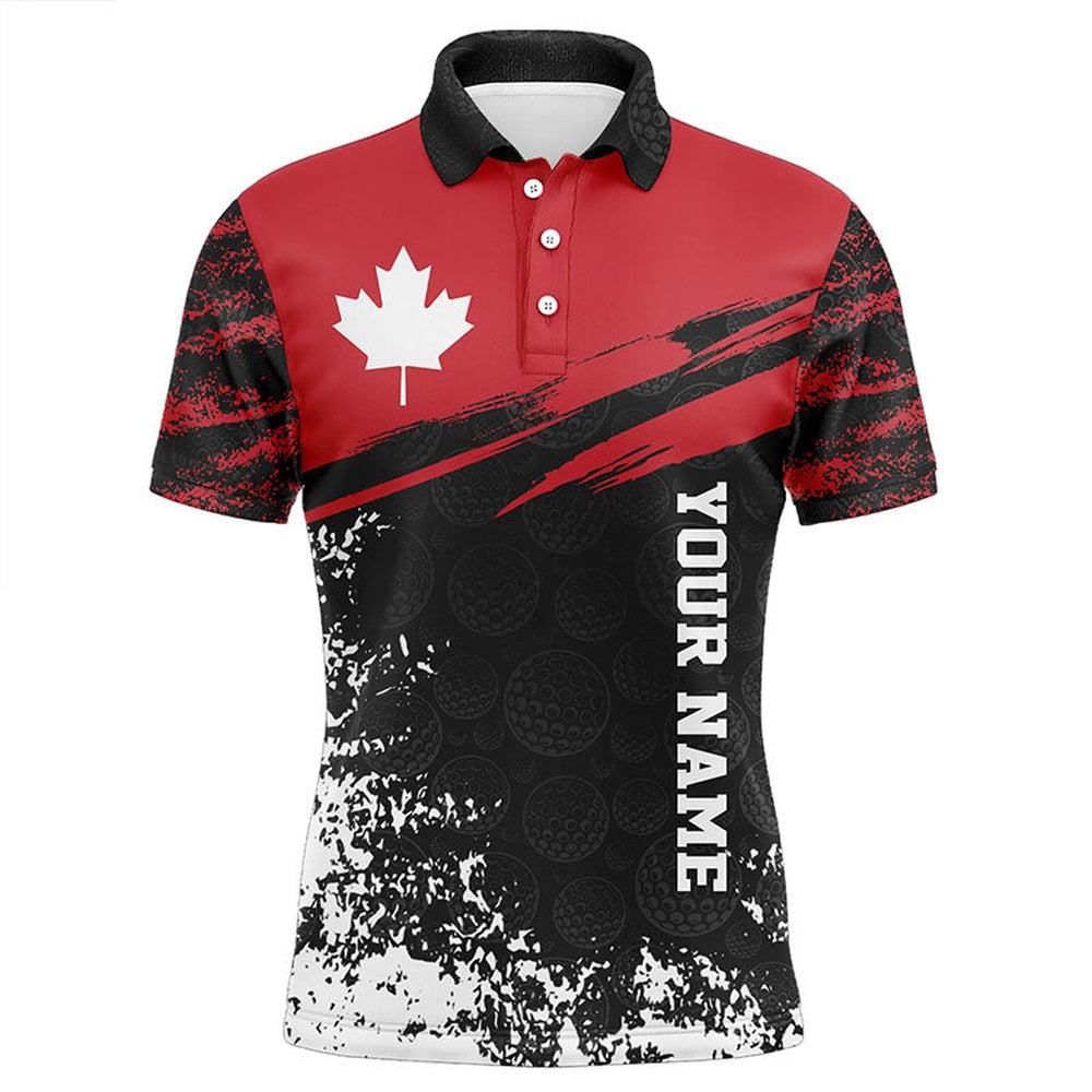 Golf Polo shirts, Retro Canadian Golf Mens Polo Shirt Custom Canada Flag Patriotic Golf Tops For Men Golfing Gifts