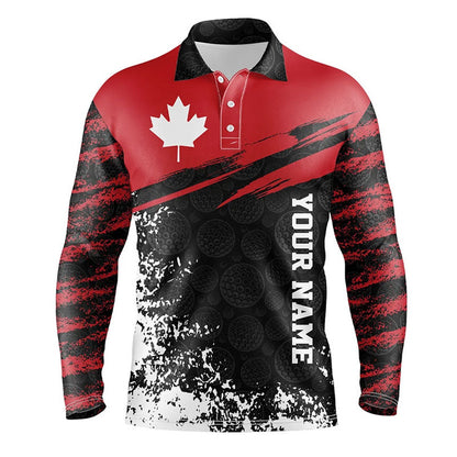 Golf Polo shirts, Retro Canadian Golf Mens Polo Shirt Custom Canada Flag Patriotic Golf Tops For Men Golfing Gifts