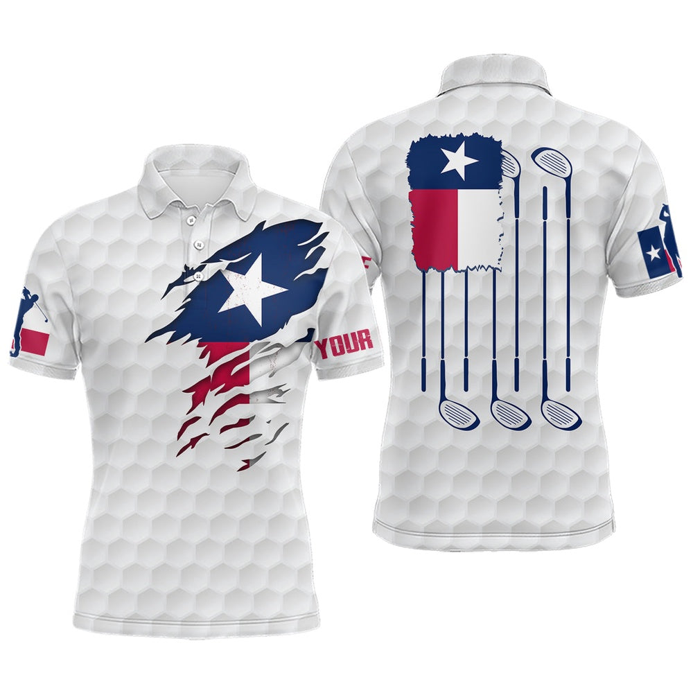 Golf Polo shirts, Retro Texas Flag White Golf Pattern Mens Polo Shirt Patriotic Golf Shirts For Men Golf Gifts