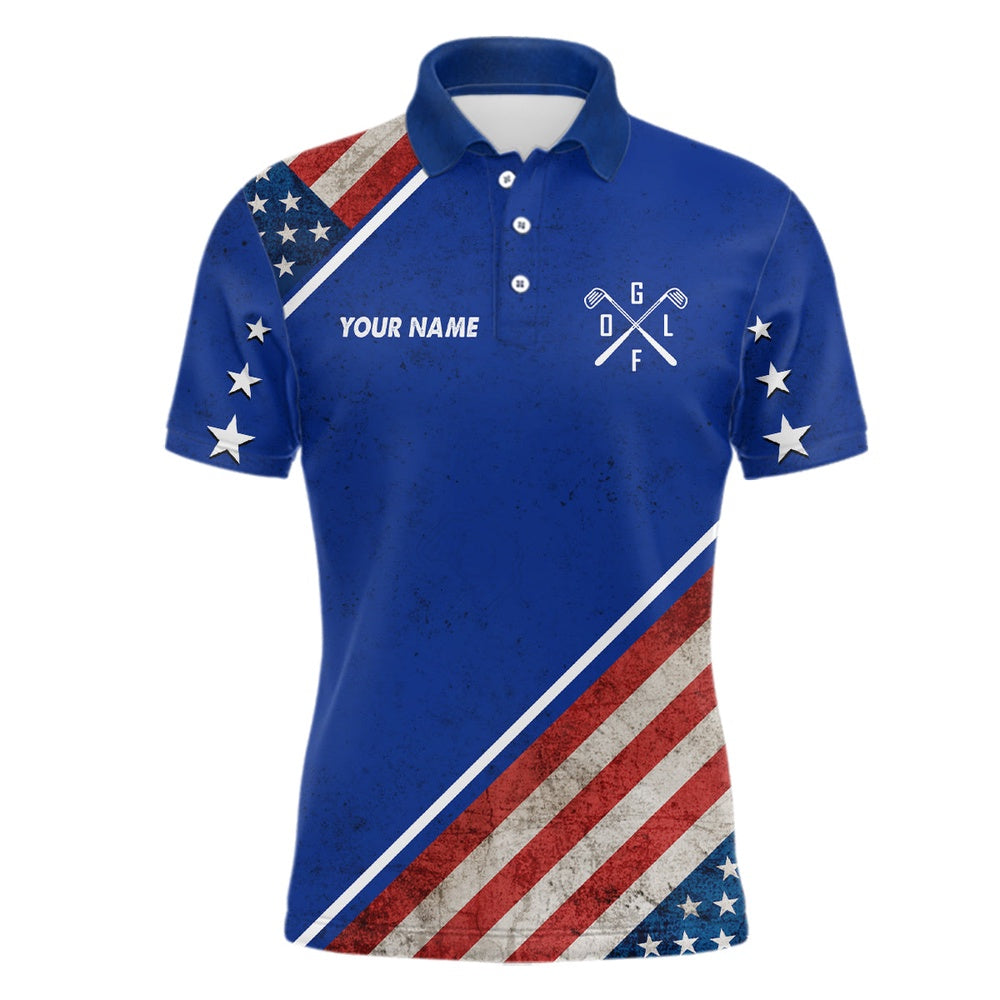 Golf Polo shirts, Retro Usa Flag Mens Golf Polo Shirts Custom Patriotic Golf Shirts For Men Golfing Gifts