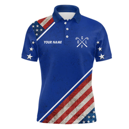 Golf Polo shirts, Retro Usa Flag Mens Golf Polo Shirts Custom Patriotic Golf Shirts For Men Golfing Gifts
