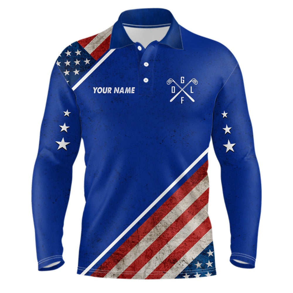 Golf Polo shirts, Retro Usa Flag Mens Golf Polo Shirts Custom Patriotic Golf Shirts For Men Golfing Gifts