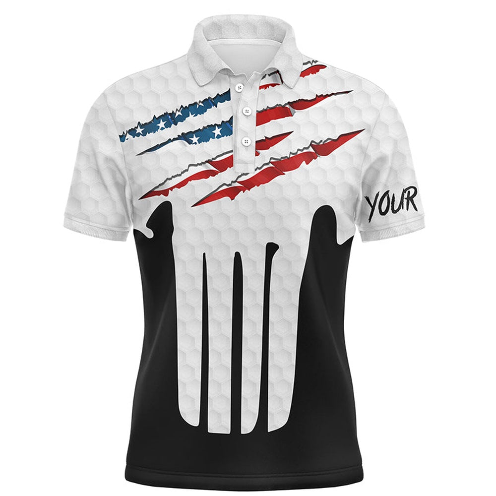 Golf Polo shirts, Ripped American Flag Golf Polo Shirts Custom Usa Golf Shirts For Men, Patriotic Golf Gifts