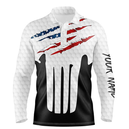 Golf Polo shirts, Ripped American Flag Golf Polo Shirts Custom Usa Golf Shirts For Men, Patriotic Golf Gifts