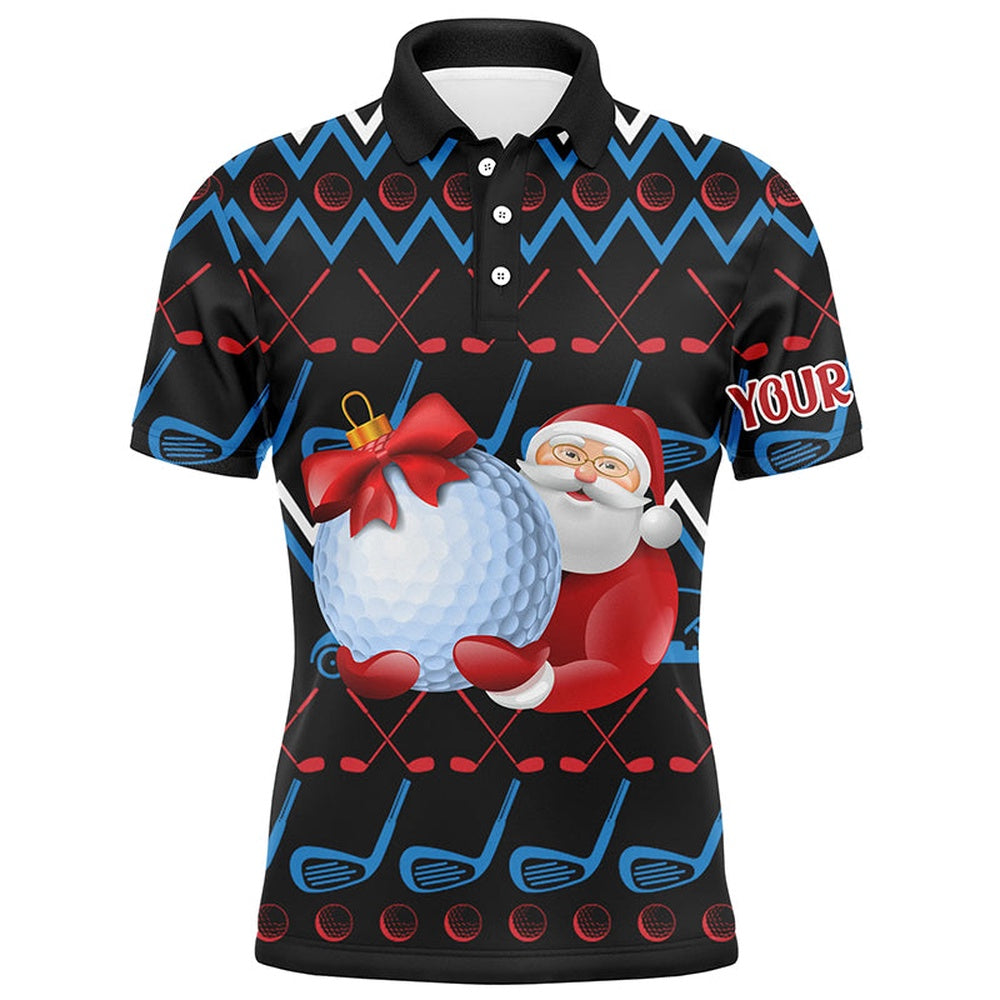 Golf Polo shirts, Santa Claus Golf Clubs Ugly Christmas Golf Mens Polo Shirt Custom Golf Tops For Men Golfing Gifts