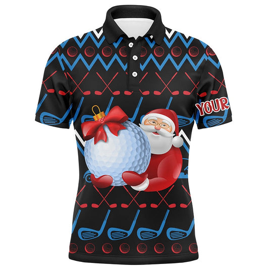 Golf Polo shirts, Santa Claus Golf Clubs Ugly Christmas Golf Mens Polo Shirt Custom Golf Tops For Men Golfing Gifts