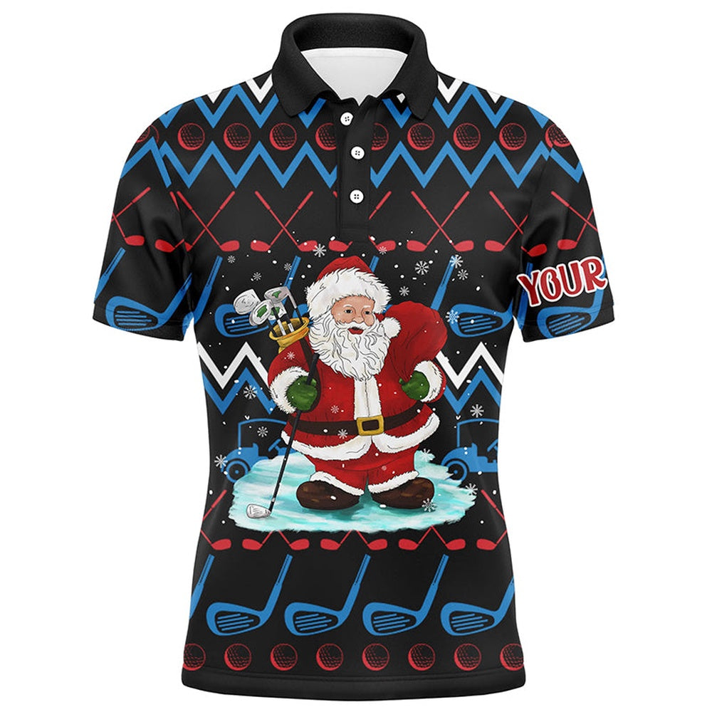 Golf Polo shirts, Santa Golf Clubs Ugly Christmas Mens Golf Polo Shirt Custom Golf Tops For Men Golfing Gifts