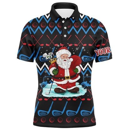 Golf Polo shirts, Santa Golf Clubs Ugly Christmas Mens Golf Polo Shirt Custom Golf Tops For Men Golfing Gifts