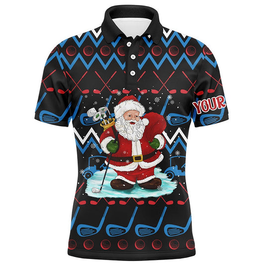 Golf Polo shirts, Santa Golf Clubs Ugly Christmas Mens Golf Polo Shirt Custom Golf Tops For Men Golfing Gifts