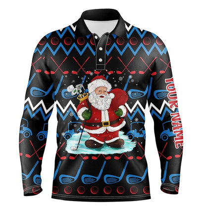 Golf Polo shirts, Santa Golf Clubs Ugly Christmas Mens Golf Polo Shirt Custom Golf Tops For Men Golfing Gifts