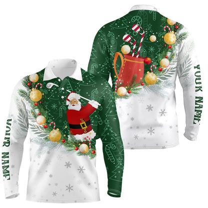 Golf Polo shirts, Santa Playing Golf Christmas Pattern Mens Golf Polo Shirt Custom Golf Outfit For Men Golf Gifts