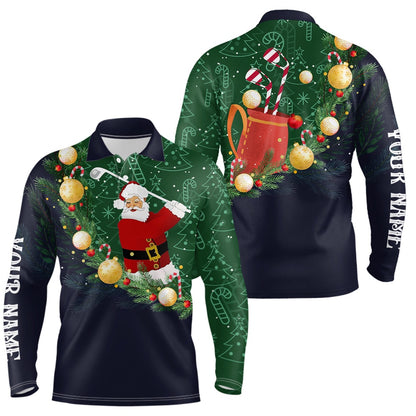 Golf Polo shirts, Santa Playing Golf Navy Mens Polo Shirts Christmas Golf Shirts For Men Best Golf Gifts