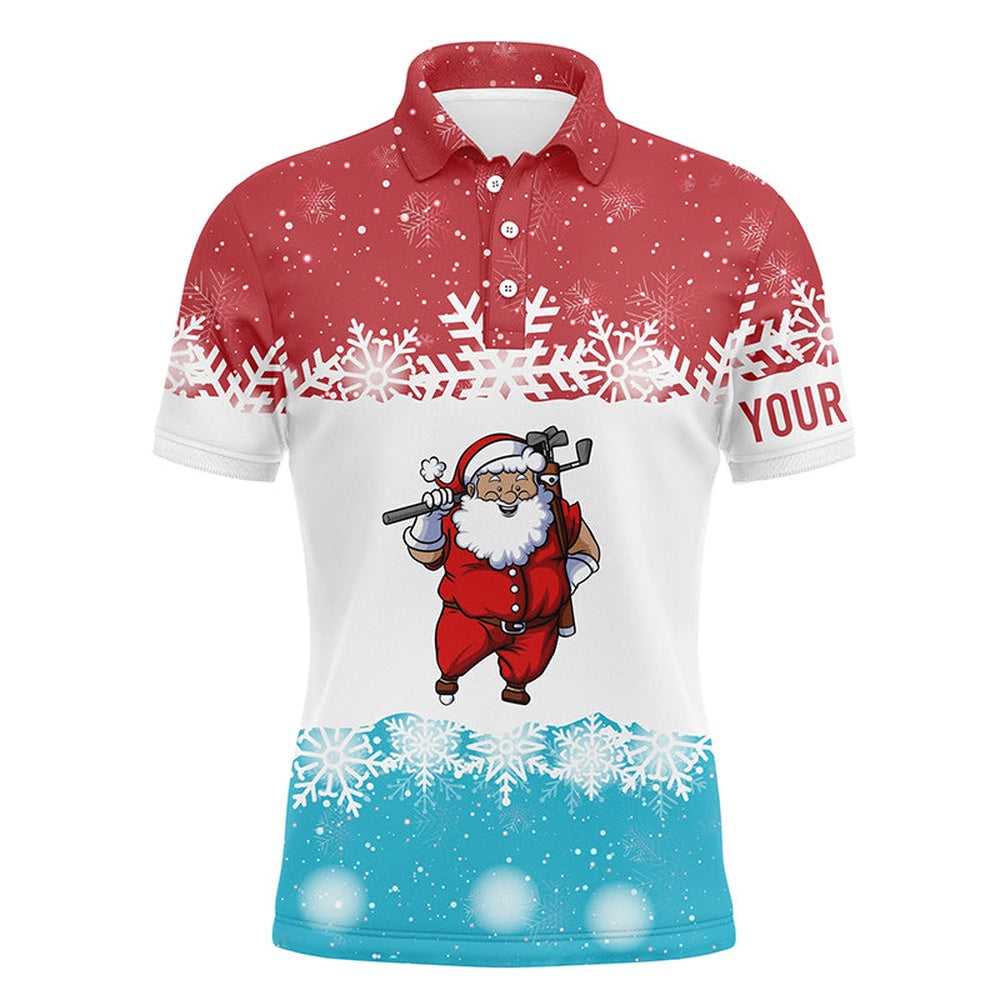 Golf Polo shirts, Santa Playing Golf Red Blue Mens Polo Shirt Christmas Golf Shirts For Men Golf Gifts