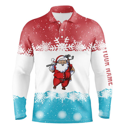 Golf Polo shirts, Santa Playing Golf Red Blue Mens Polo Shirt Christmas Golf Shirts For Men Golf Gifts