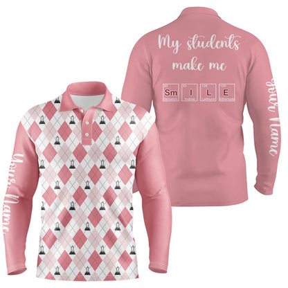 Golf Polo shirts, Science Pink Argyle Pattern, My Students Make Me Smile Men D Polo Shirt Golf Shirt For Men