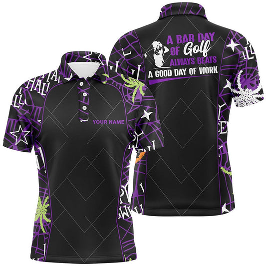 Golf Polo shirts, Seamless Halloween Pattern Mens Golf Polo Shirt, Best Halloween Golf Gifts Idea For Mens