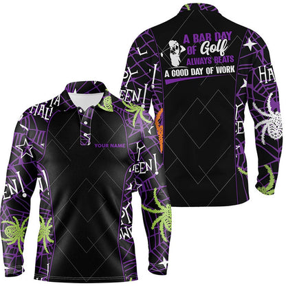 Golf Polo shirts, Seamless Halloween Pattern Mens Golf Polo Shirt, Best Halloween Golf Gifts Idea For Mens