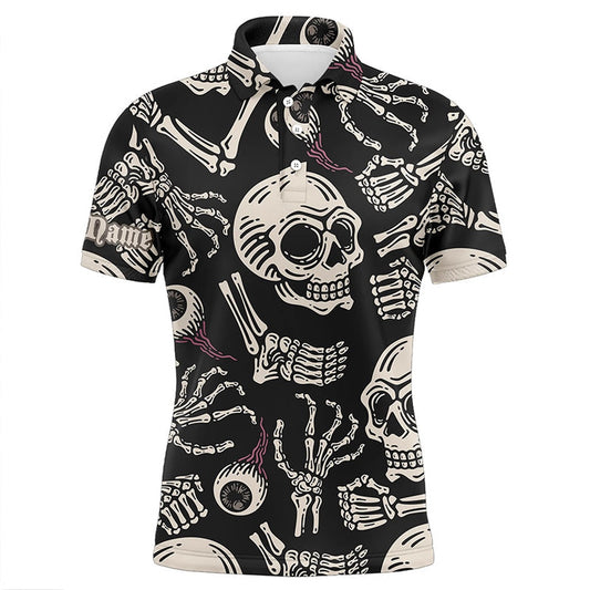 Golf Polo shirts, Skull Bone Pattern Mens Golf Polo Shirt Custom Men'S Golf Shirts, Best Golf Gifts For Men