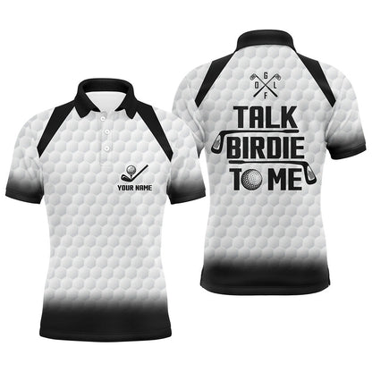 Golf Polo shirts, Talk Birdie To Me Mens Golf Polo Shirt, Black And White Golf Shirts For Men, Cool Golf Gifts