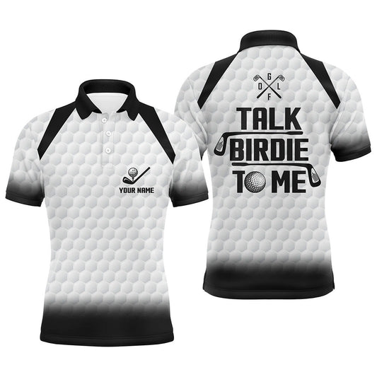 Golf Polo shirts, Talk Birdie To Me Mens Golf Polo Shirt, Black And White Golf Shirts For Men, Cool Golf Gifts