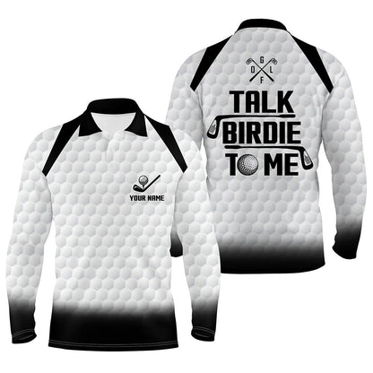 Golf Polo shirts, Talk Birdie To Me Mens Golf Polo Shirt, Black And White Golf Shirts For Men, Cool Golf Gifts