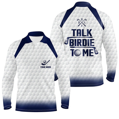 Golf Polo shirts, Talk Birdie To Me Mens Golf Polo Shirt Blue White Golf Shirts For Men Cool Golf Gifts