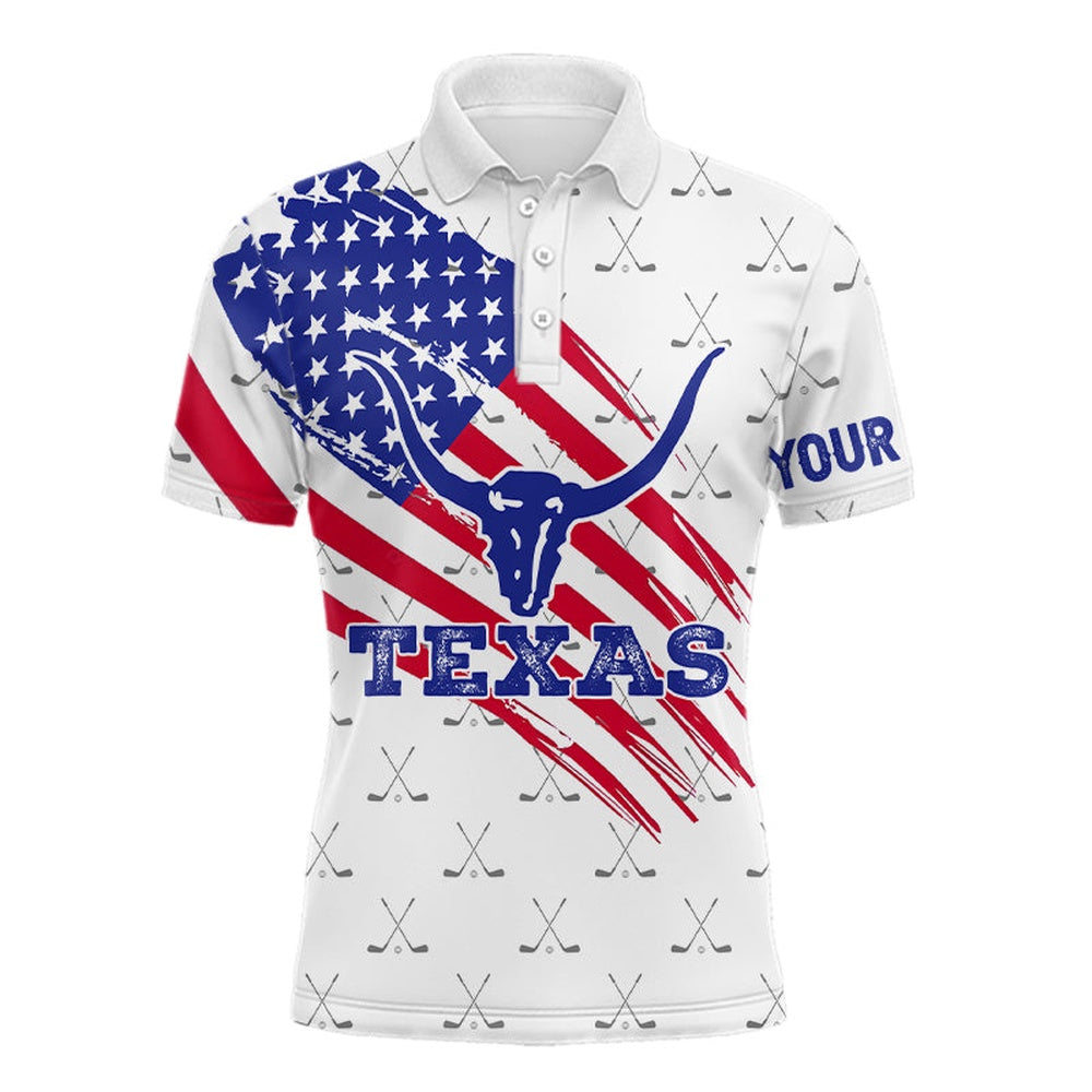 Golf Polo shirts, Texas Flag Longhorn Mens Golf Polo Shirts, Custom Patriotic Golf Shirts For Men, Best Golf Gifts