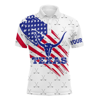Golf Polo shirts, Texas Flag Longhorn Mens Golf Polo Shirts, Custom Patriotic Golf Shirts For Men, Best Golf Gifts