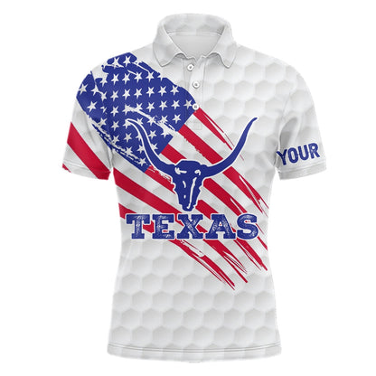 Golf Polo shirts, Texas Flag Longhorn Mens Golf Polo Shirts Custom Patriotic Golf Shirts For Men Golf Gifts