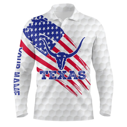 Golf Polo shirts, Texas Flag Longhorn Mens Golf Polo Shirts Custom Patriotic Golf Shirts For Men Golf Gifts